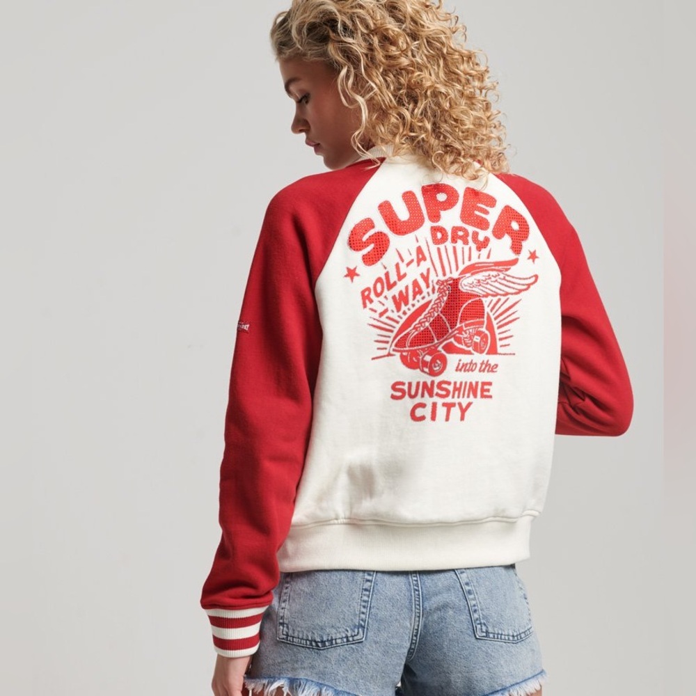 Superdry red and white bomber jacket
